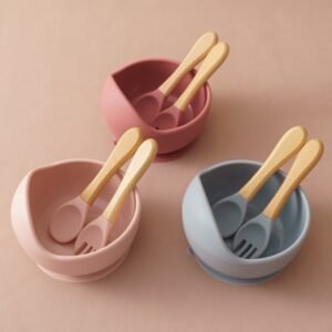 silicone baby bowl with spoon 2 pcs